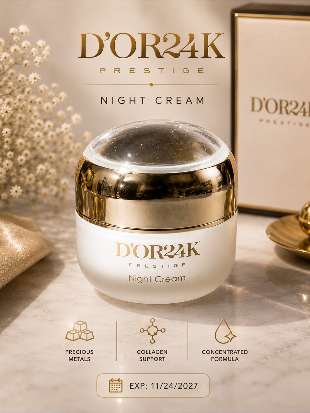 NIB D'OR24K Prestige Endless Beauty Night Cream 50ml / 1.7 fl. oz. Anti-Aging